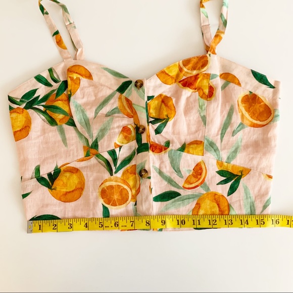 NWT Parker Linen Orange Print Crop Top - Picture 11 of 15